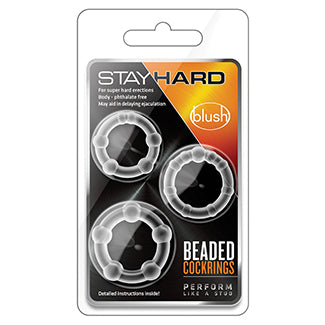 Stay Hard Beaded Cockrings-Blue 3Pk