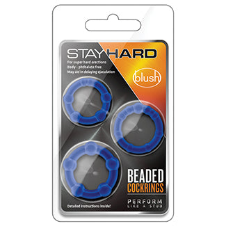 Stay Hard Beaded Cockrings-Black 3Pk