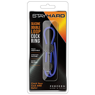 Stay Hard Silicone Double Loop Cock Ring-Black