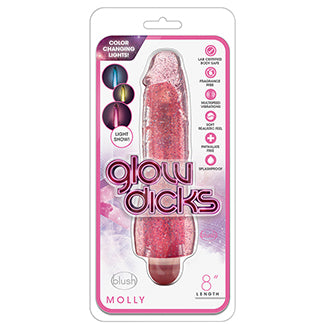 Glow Dicks Molly Glitter Vibrator-Purple 8"