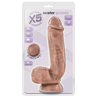 X5 Plus Cock with Suction Cup-Beige 5"