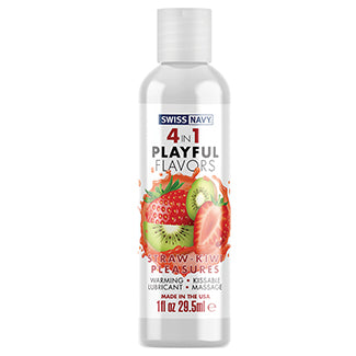 Swiss Navy 4 In 1 Playful Flavors-Strawberry/Kiwi Pleasure 4oz